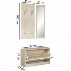 3-teiliges Garderoben-Set - Sonoma Eiche - weiß -Flur & Diele Verkaufsgeschäft 9003937800 02 1600Wx1600H
