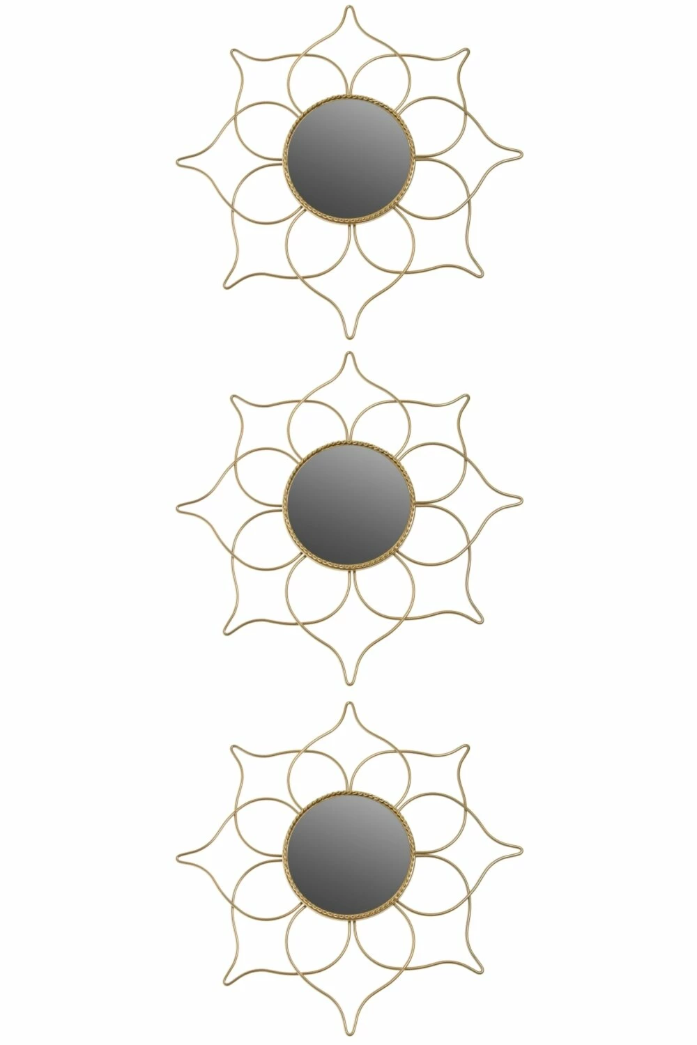 3er-Set Spiegel PAULI - goldfarben - Metall 3 3er-Set Spiegel PAULI - goldfarben - Metall