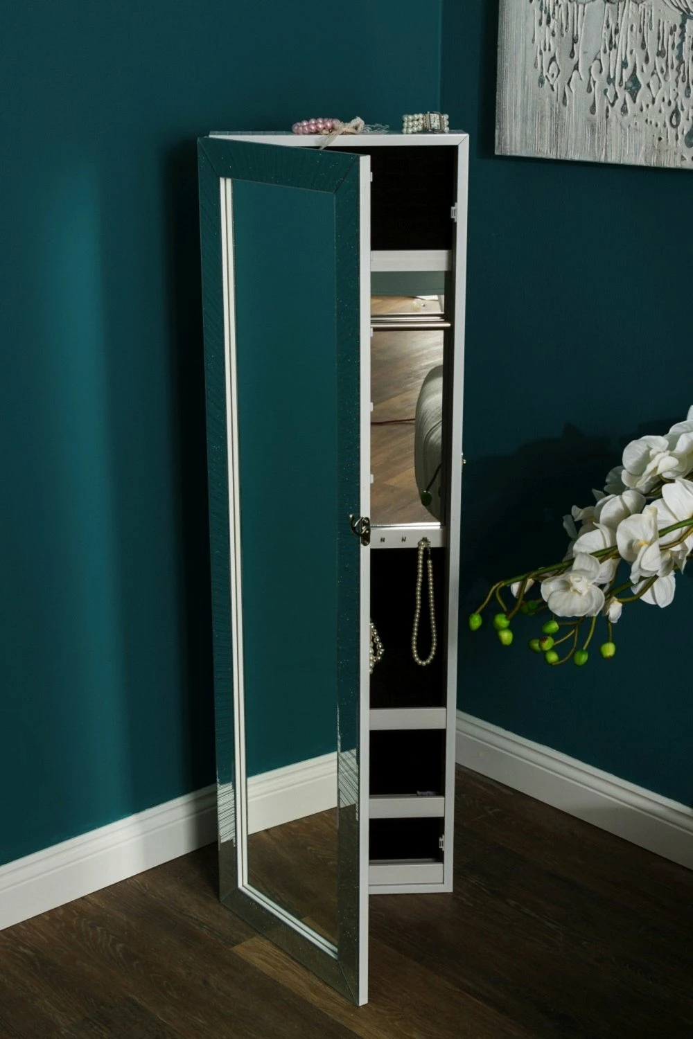 Schmuckschrank Orlando - silber verspiegelt - mit Spiegeltür 6 Schmuckschrank Orlando - silber verspiegelt - mit Spiegeltür – Bild 4