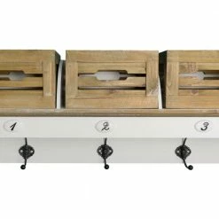 Garderobe PROVENCE - weiß-Holz - mit 3 Holzkörben