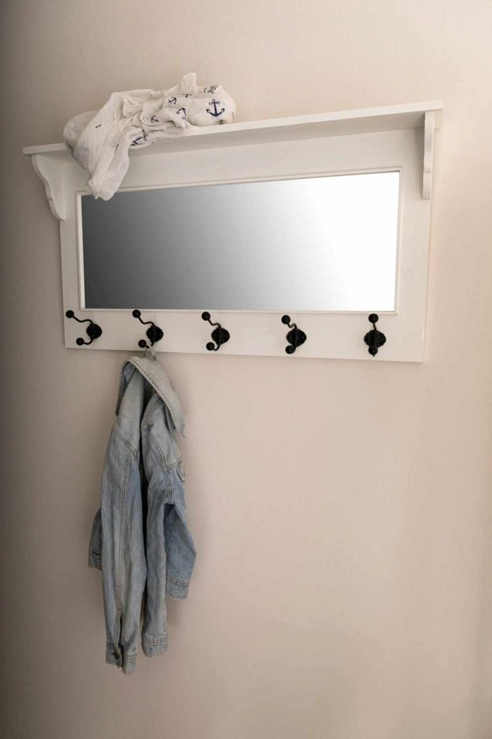 Garderobe ELLA - weiß - mit 5 haken und Spiegel 6 Garderobe ELLA - weiß - mit 5 haken und Spiegel – Bild 4