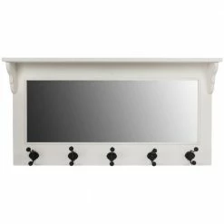 Garderobe ELLA - weiß - mit 5 haken und Spiegel