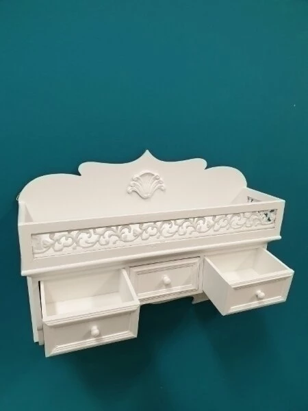 Wandablage LOUISE - weiß - mit Garderobenhaken 5 Wandablage LOUISE - weiß - mit Garderobenhaken – Bild 3