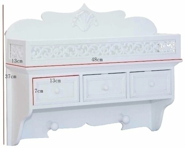 Wandablage LOUISE - weiß - mit Garderobenhaken 3 Wandablage LOUISE - weiß - mit Garderobenhaken