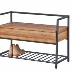 Schuhbank - anthrazit-Wildeiche - 90 cm breit