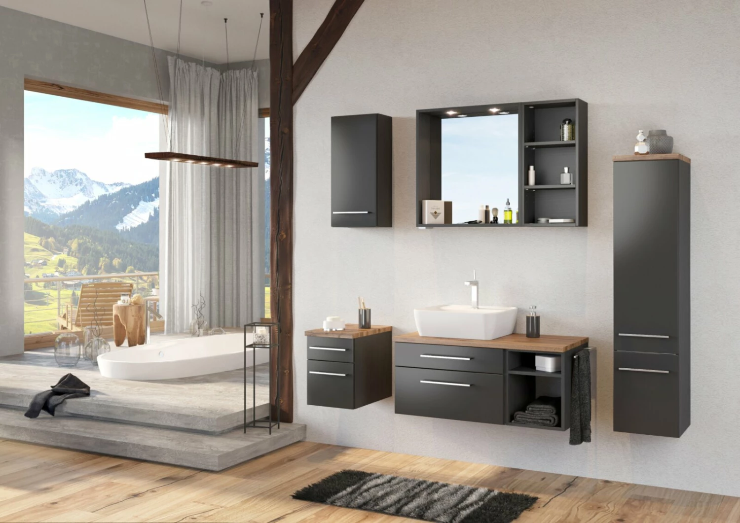 Spiegelpaneel DAVOS - grafitgrau - 60 cm 5 Spiegelpaneel DAVOS - grafitgrau - 60 cm – Bild 3