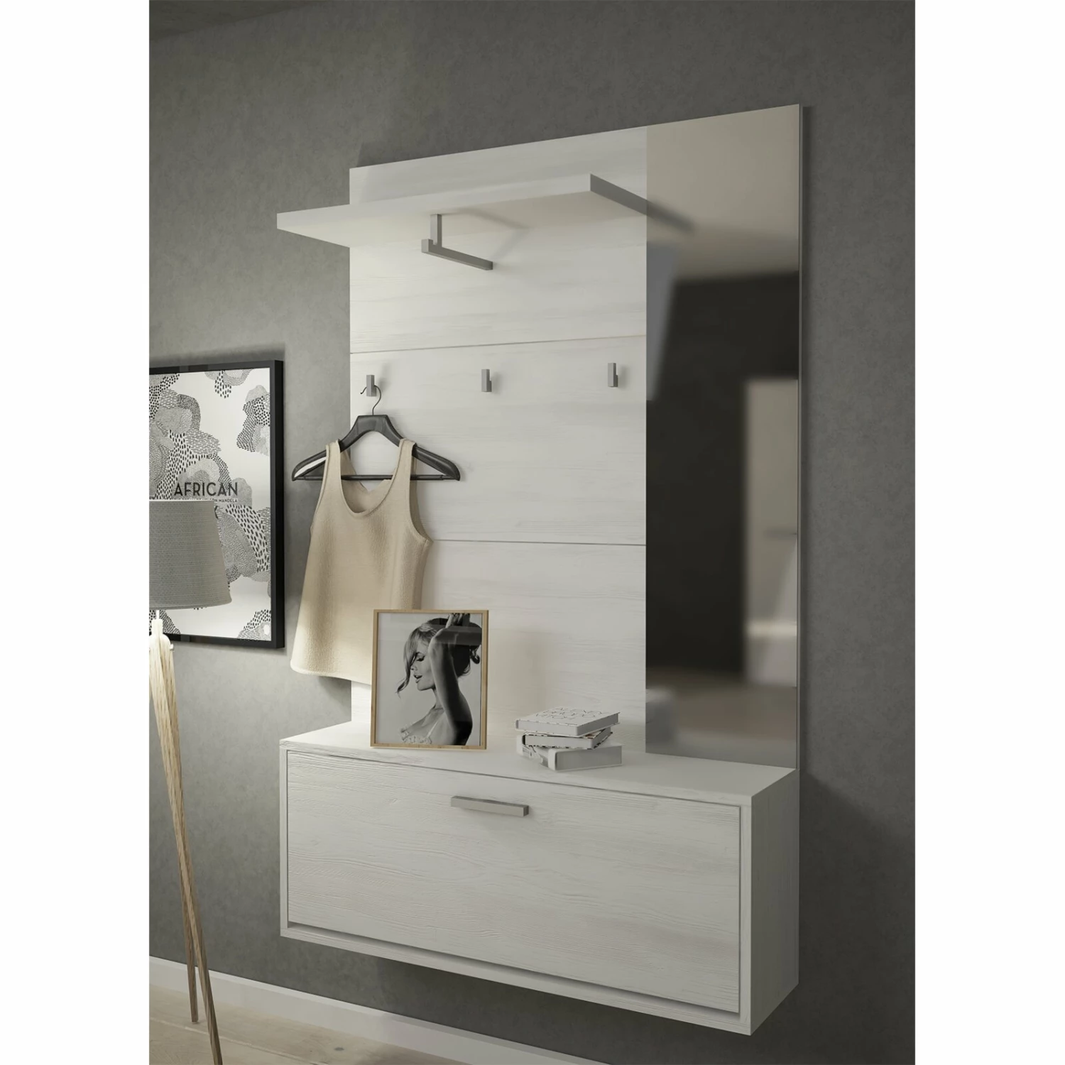 2-teilige Garderobe SINA - Anderson Pine weiß - 160 cm 4 2-teilige Garderobe SINA - Anderson Pine weiß - 160 cm – Bild 2