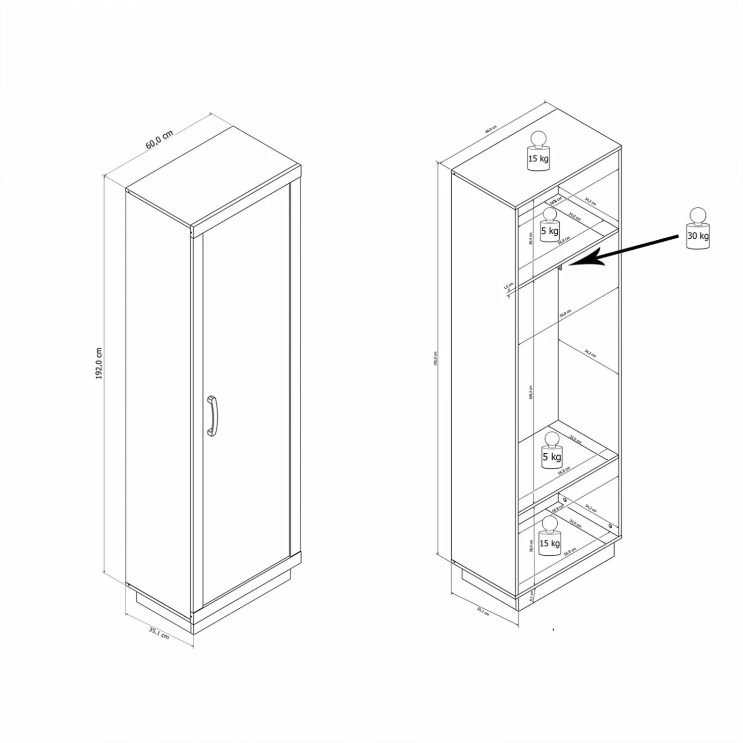 Garderobenschrank ARTOS 521-01 - Old Wood Vintage - Matera - 60 cm breit 6 Garderobenschrank ARTOS 521-01 - Old Wood Vintage - Matera - 60 cm breit – Bild 4
