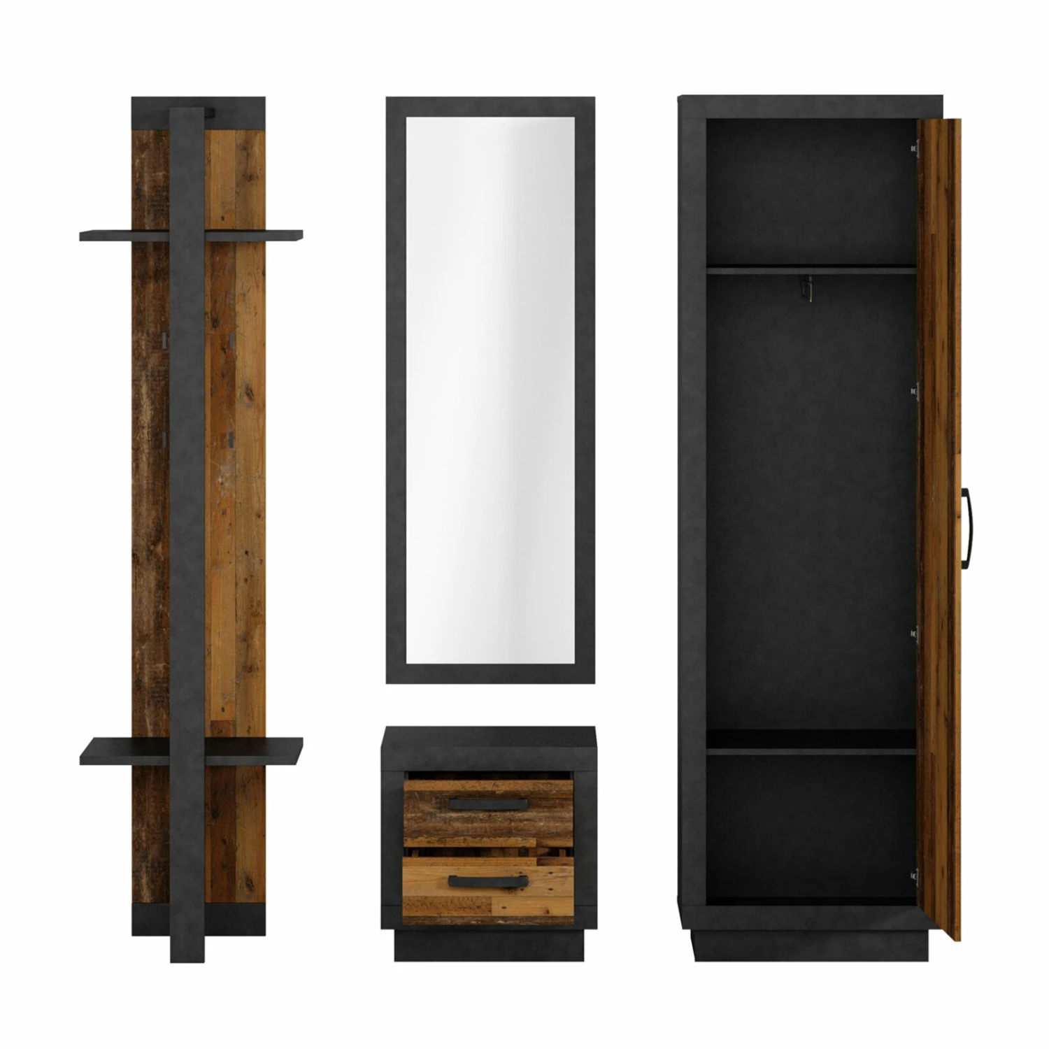 4-teiliges Garderoben-Set ARTOS VA-01 - Old Wood Vintage - Matera 5 4-teiliges Garderoben-Set ARTOS VA-01 - Old Wood Vintage - Matera – Bild 3