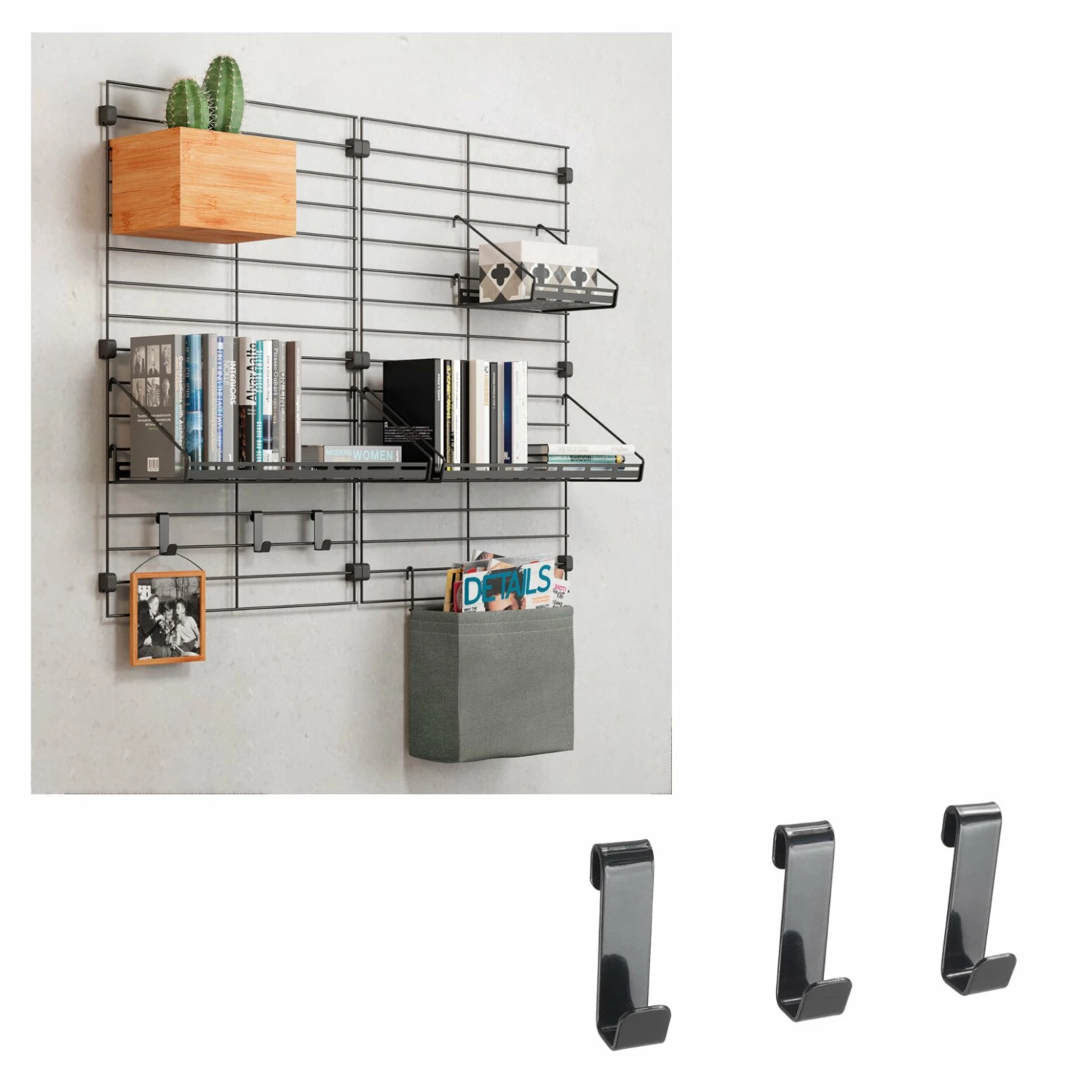 3er-Set Haken - schwarz - Metall 5 3er-Set Haken - schwarz - Metall – Bild 3