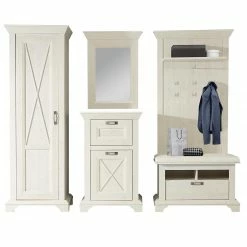 5-teiliges Garderoben-Set - Pinie weiß Nachbildung