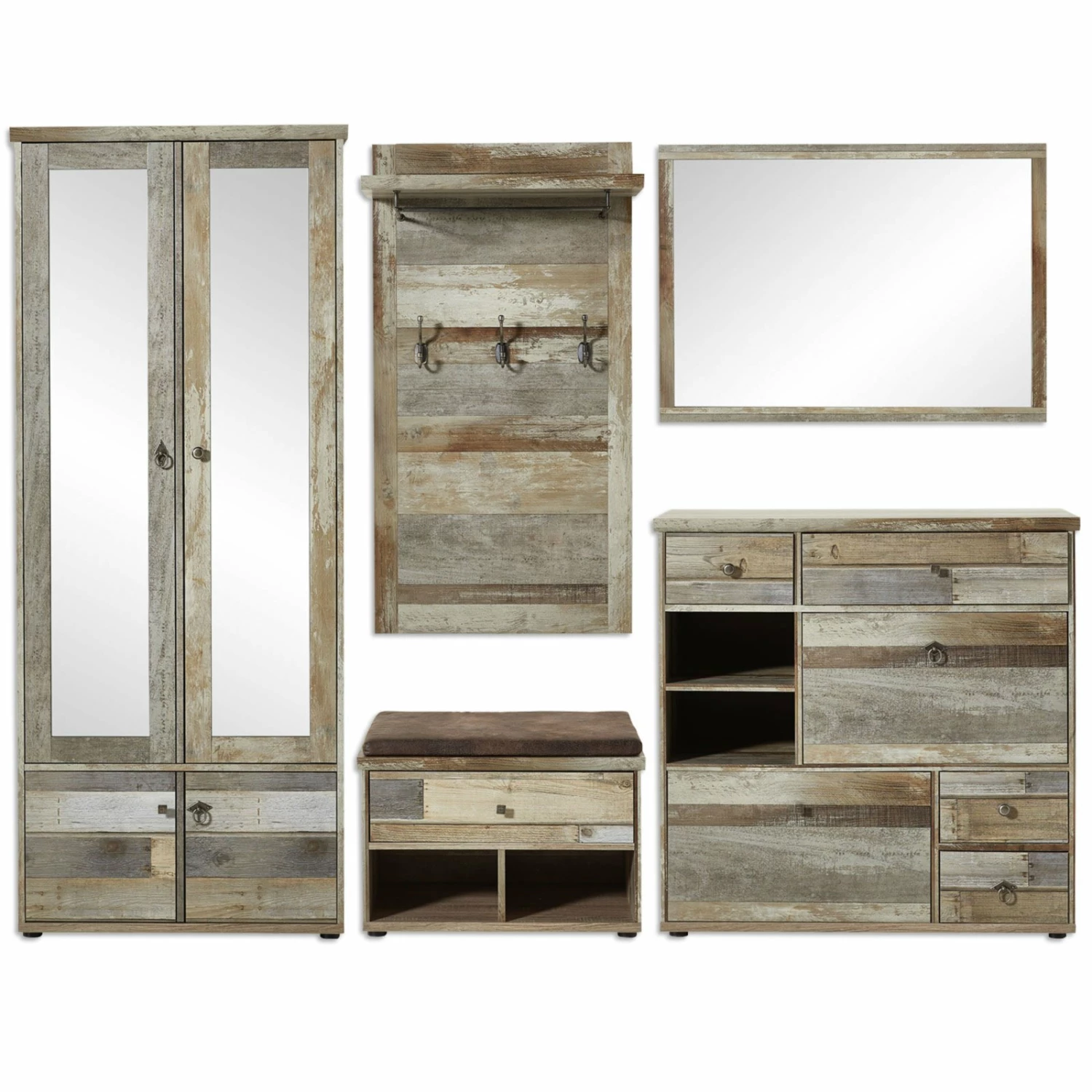 5-teiliges Garderoben-Set - Driftwood 3 5-teiliges Garderoben-Set - Driftwood