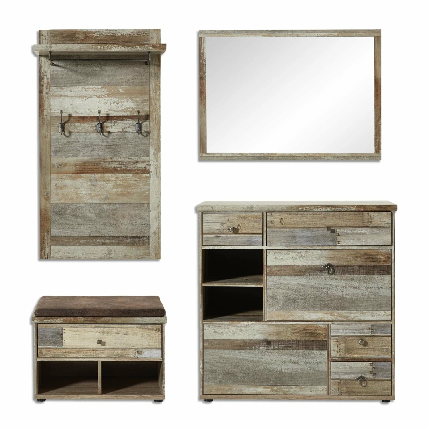4-teiliges Garderoben-Set - Driftwood 3 4-teiliges Garderoben-Set - Driftwood