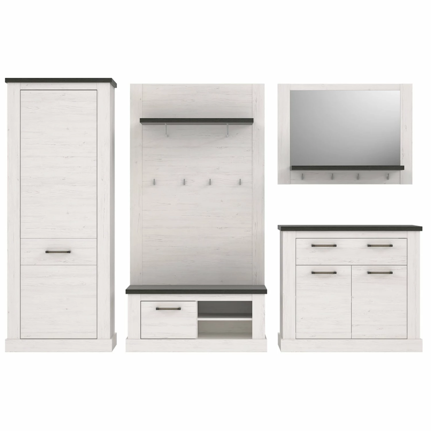 5-teiliges Garderoben-Set - Pinie weiß - Touchwood 3 5-teiliges Garderoben-Set - Pinie weiß - Touchwood