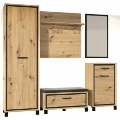 5-teiliges Garderoben-Set Artisan Eiche-Schwarzeiche