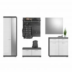 5-teiliges Garderoben-Set - Rauchsilber - weiß Hochglanz -Flur & Diele Verkaufsgeschäft S000077500 02 1600Wx1600H