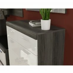 5-teiliges Garderoben-Set - Rauchsilber - weiß Hochglanz -Flur & Diele Verkaufsgeschäft S000077500 06 1600Wx1600H