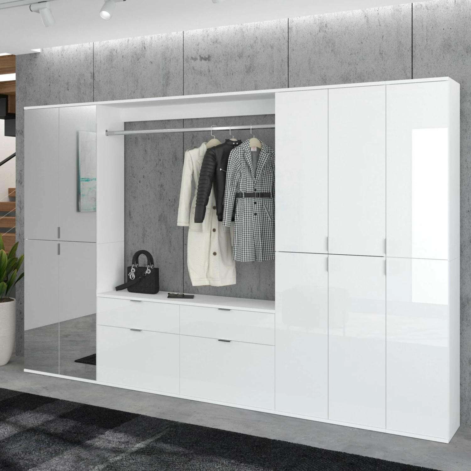 5-teiliges Garderoben-Set PROJEKT X - weiß 4 5-teiliges Garderoben-Set PROJEKT X - weiß – Bild 2