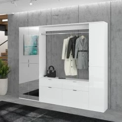 6-teiliges Garderoben-Set PROJEKT X - weiß Hochglanz -Flur & Diele Verkaufsgeschäft S000078000 02 1600Wx1600H