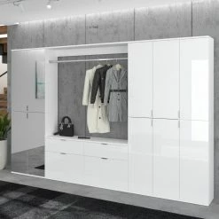 6-teiliges Garderoben-Set PROJEKT X - weiß Hochglanz -Flur & Diele Verkaufsgeschäft S000078000 03 1600Wx1600H