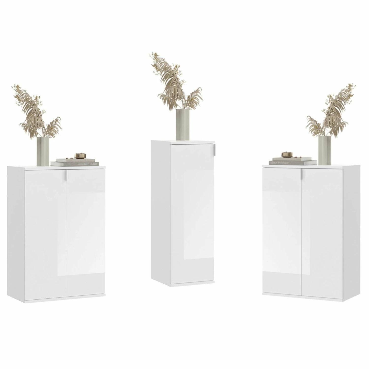 3-teiliges Garderobenkommoden-Set PROJEKT X - weiß Hochglanz 3 3-teiliges Garderobenkommoden-Set PROJEKT X - weiß Hochglanz