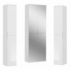 3-teiliges Garderobenschrank-Set PROJEKT X - weiß - mit Spiegel