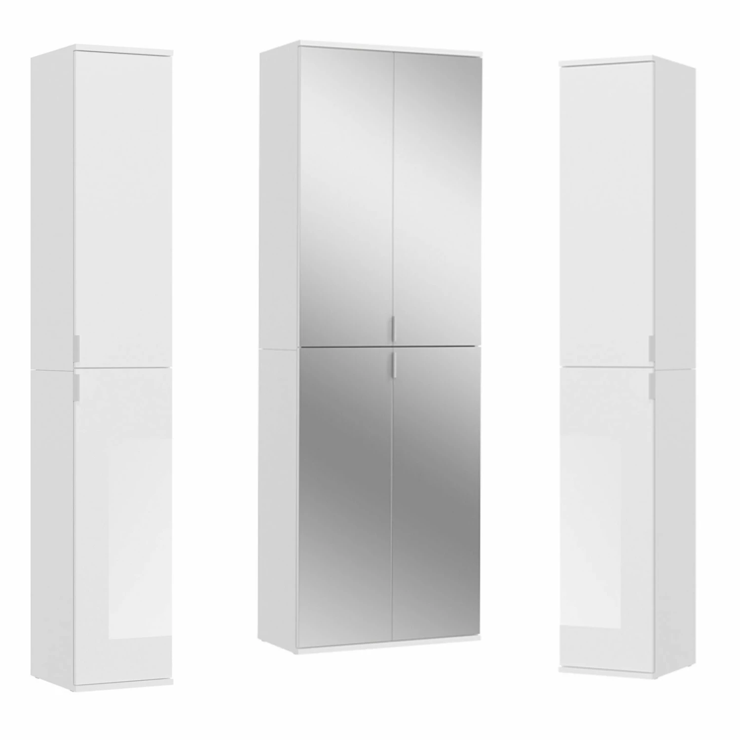 3-teiliges Garderobenschrank-Set PROJEKT X - weiß - mit Spiegel 3 3-teiliges Garderobenschrank-Set PROJEKT X - weiß - mit Spiegel