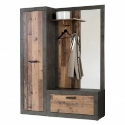 2-teiliges Garderoben-Set - Old Wood Vintage - Beton-Optik